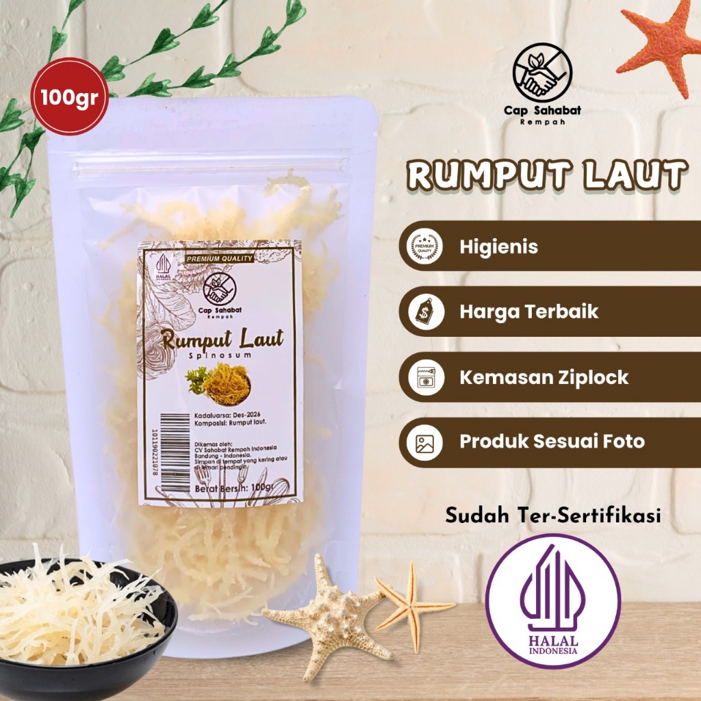 

100gr Rumput laut putih / Spinosum Cottoni / Rempah / JSR 100% PREMIUM QUALITY