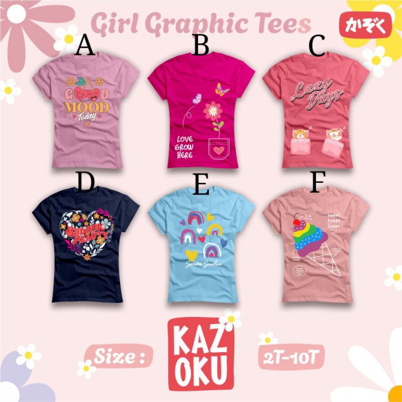 Kaos Anak Cewek Cute/Baju Anak Cewek/Kaos Cewek Murah