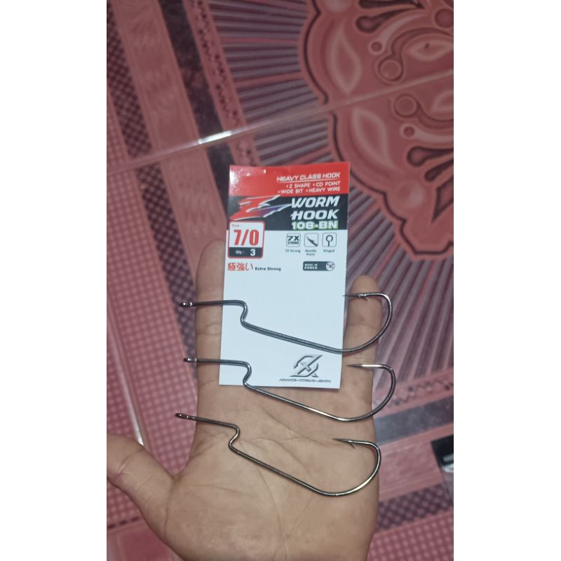 worm hook 7/0 eceran untuk sotf lure pedelpop 14cm