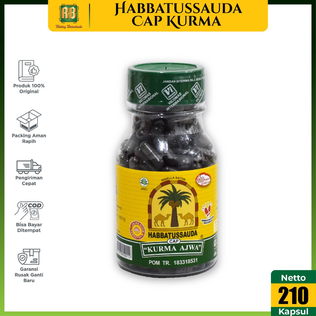 Habbatussauda Cap KURMA AJWA 210 Kapsul Serbuk Jinten Hitam Herbal Habbatusauda Oil Minyak Habatusau