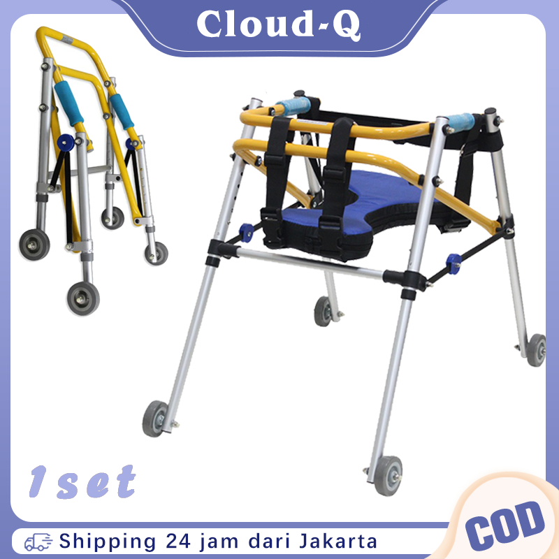 Walker Anak Cerebral Palsy Rollator Walker Rehabilitasi Polio Adjustable Alat Bantu Latihan Jalan