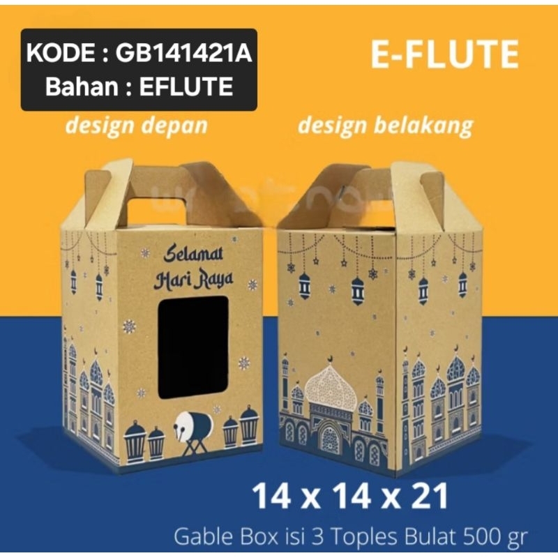 

GB141421 Box Lebaran Hampers Lebaran Kotak kue kering lebaran Idul Fitri box muat 3 toples bulat kotak kue lebaran 3 toples 500 gram