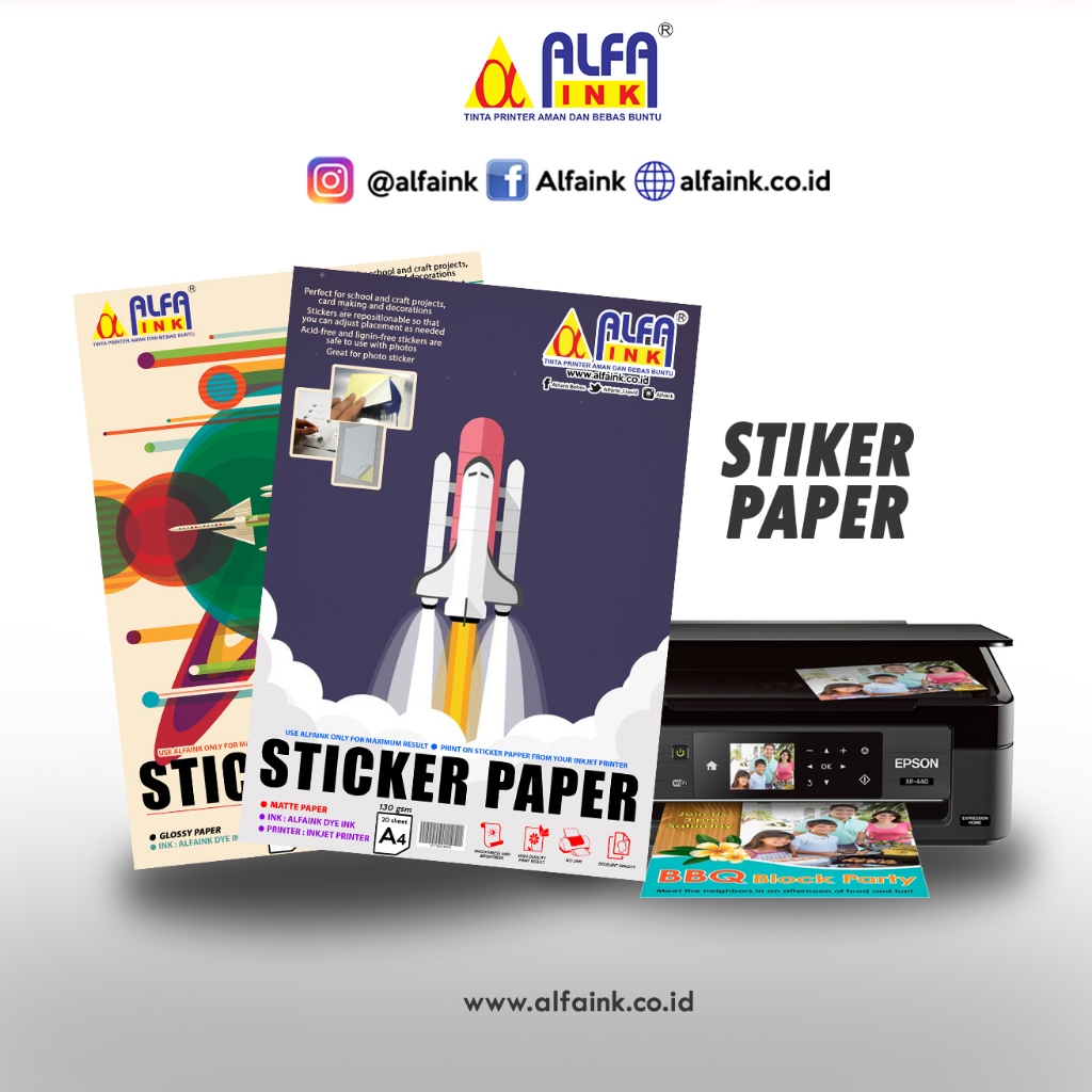 

ALFA INK PAPER STICKER A4 130GSM 20SHEET / KERTAS STIKCER A4 130GSM 20 LEMBAR