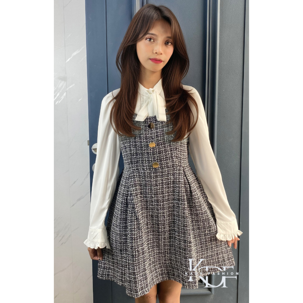 KDF - Raline Tweed Top Gal Gothic Set Dress | Dress Tweed Import Bangkok BKK Ready Stock | Dress Ter