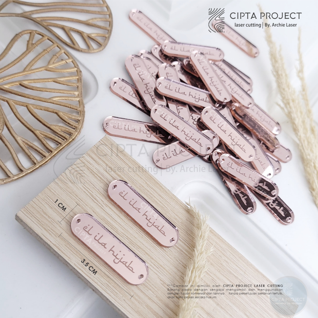 [TERMURAH] Label Akrilik Rebranding Hijab ROSE GOLD/ Baju/ Gamis Label Baju Acrylic