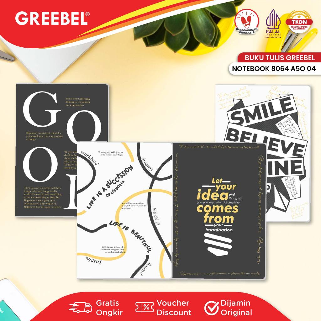 

GREEBEL Notebook A5 Buku Diary Aesthetic / Notebook 8080 A5O 04 / Buku Note Binder 80 Halaman / Buku Tulis Lucu Pastel