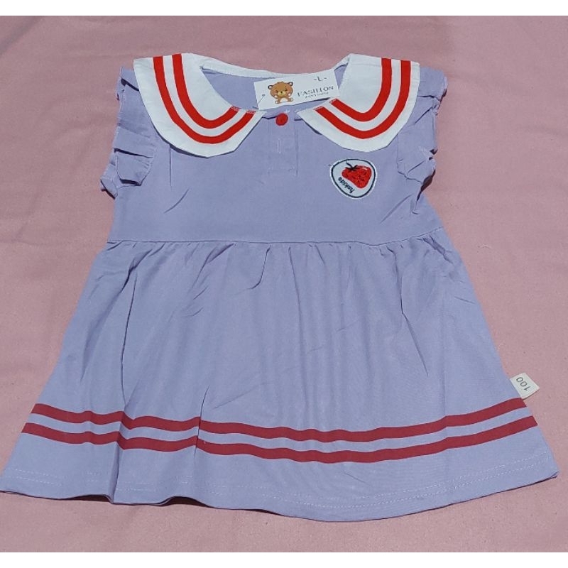 Dress Import anak cewe stroberi Lilac