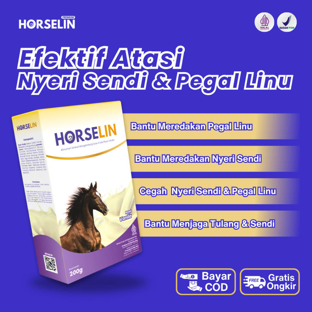 

Sakit Sendi dan Tulang Susu Kuda Liar HORSELIN Untuk Atasi Nyeri Sendi Dan Pegal Linu (200gr) Susu Bubuk
