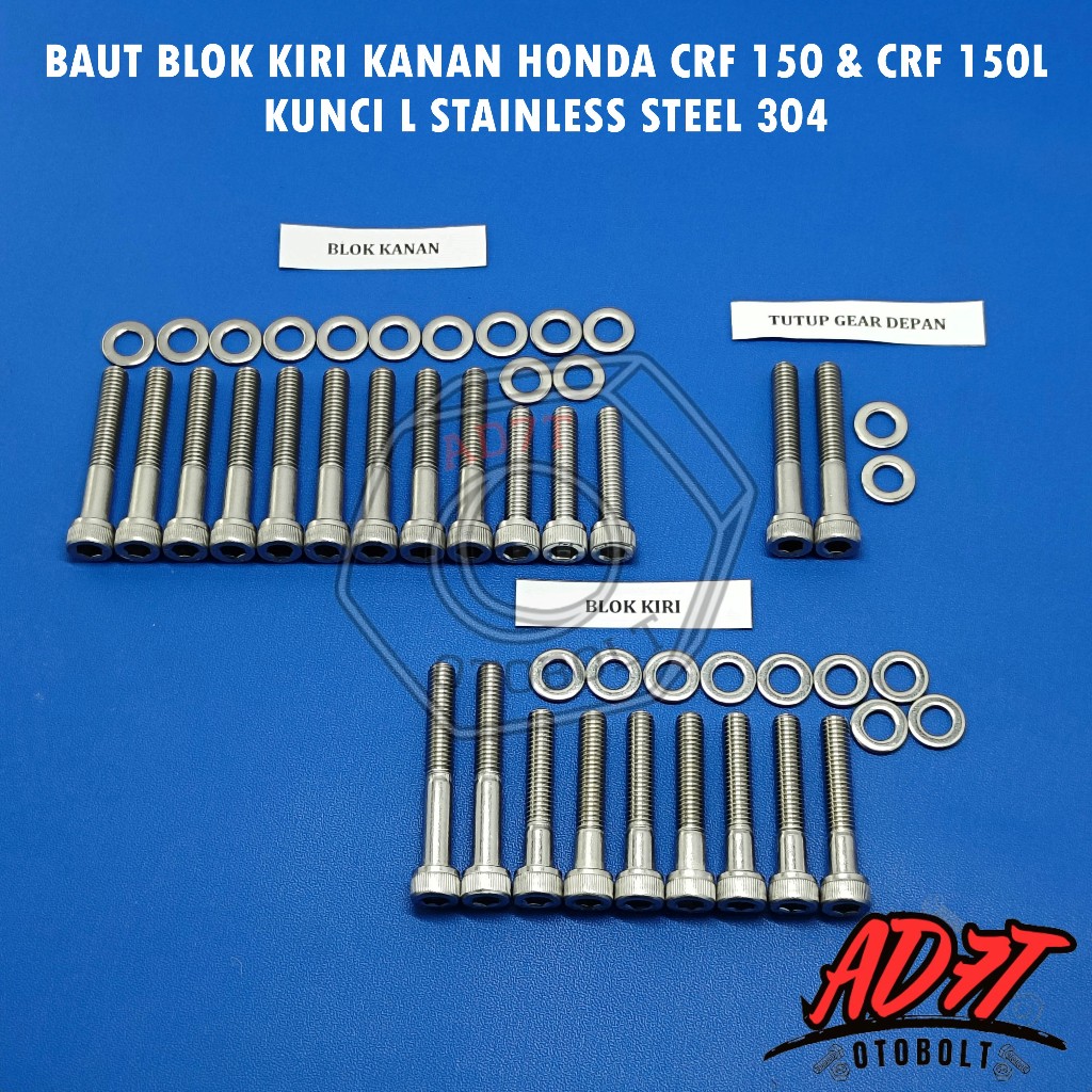 Baut Blok Kiri Kanan CRF 150 / CRF 150L Kunci L Stainless