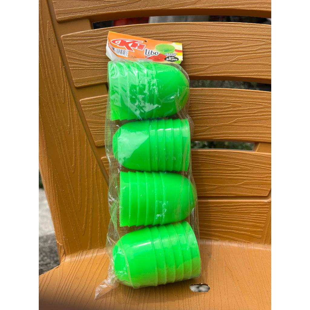 Mangkok kecil dan besar bahan plastik KH Libo warna hijau isi 36pcs