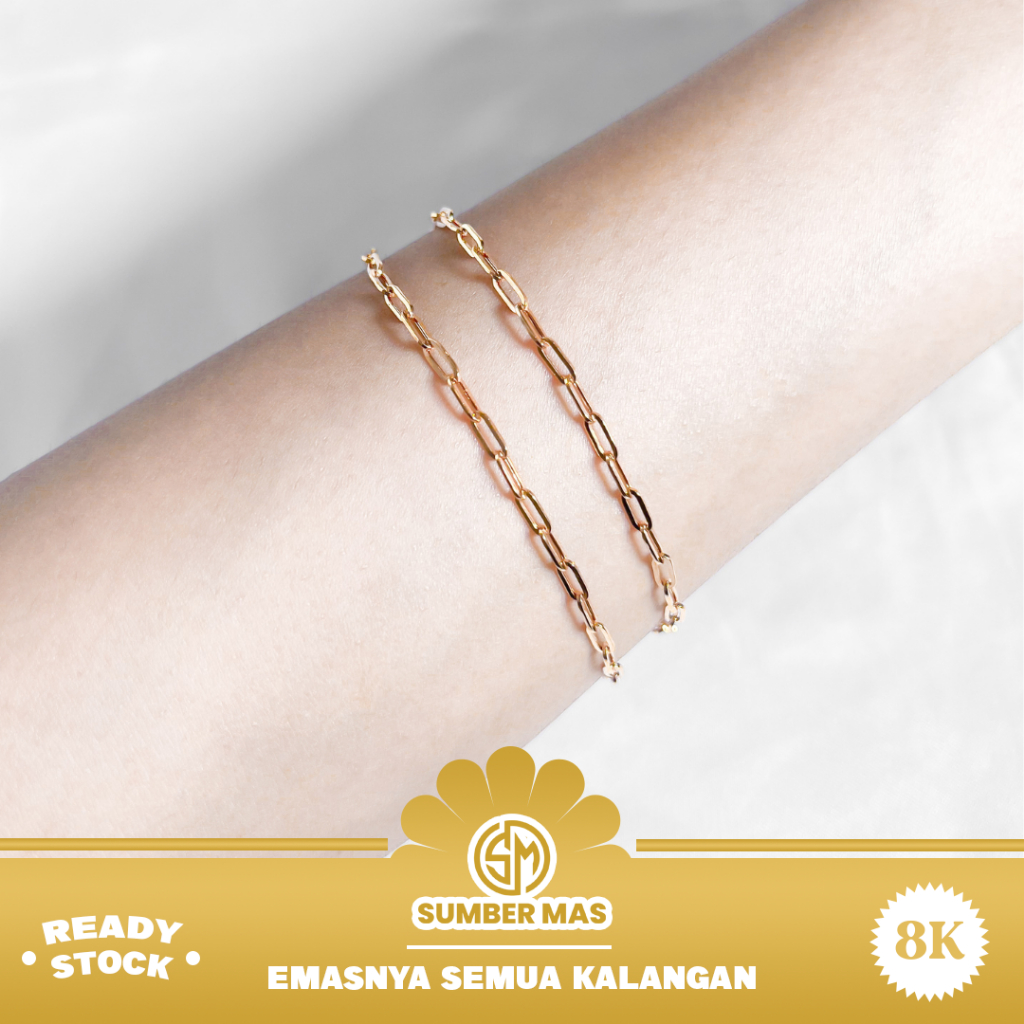 GELANG RANTE EMAS KEKINIAN PAPERCLIP FASHION 8K - SUMBER MAS