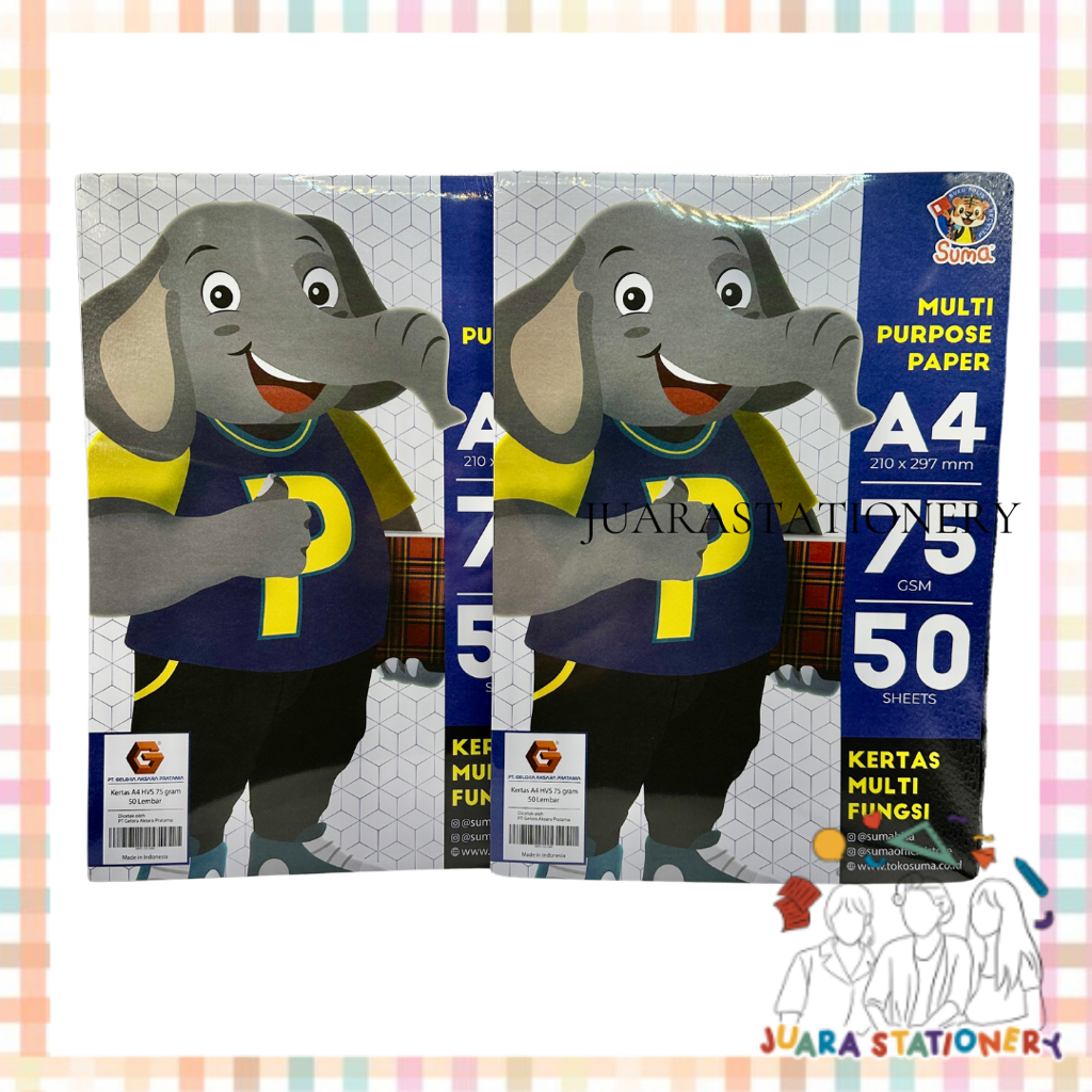 

(1025) JUARASTATIONERY Kertas HVS Suma A4 75gsm 50 lembar - Kertas HVS 50 lembar HVS 50 lbr Kertas
