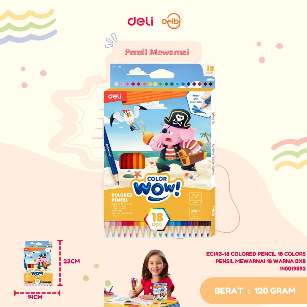 

EC143-18 COLORED PENCIL 18 COLORS PENSIL MEWARNAI 18 WARNA
