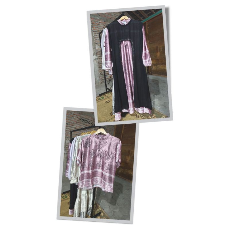 Baju Couple Pasangan Bahan Silk Model Rompi Lepas Set Gamis Couple Bahan Silk Model Rompi Lepas Set 