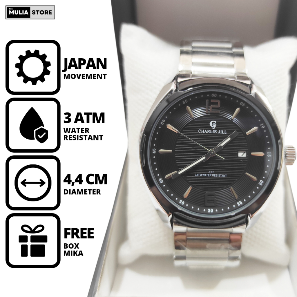 CHARLIE JILL Jam Tangan Pria Charlie Jill J12 1736 M Tanggal Analog