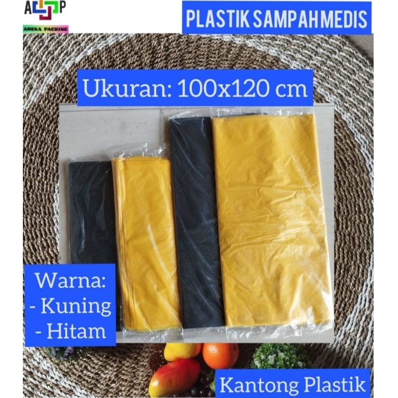 Kantong Plastik Sampah Kuning 100x120 (Tebal 0.5Micron/Hitam/Putih Transparan/Trashbag/Plastik Sampa