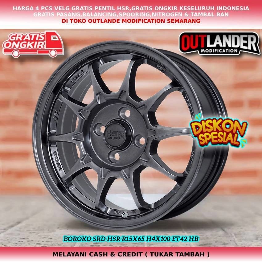 Velg Mobil Ring 15 Brio Jazz Mobilio Agya Sigra HSR Boroko SRD R15 Hyper black Velg Mobil Brio R15