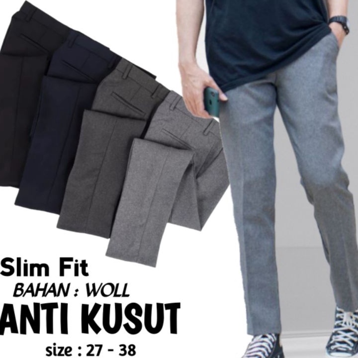 CELANA KAIN FORMAL CELANA KAIN SLIMFIT PRIA FORMAL CELANA SLIMFIT KANTOR CELANA KAIN HITAM CELANA BA