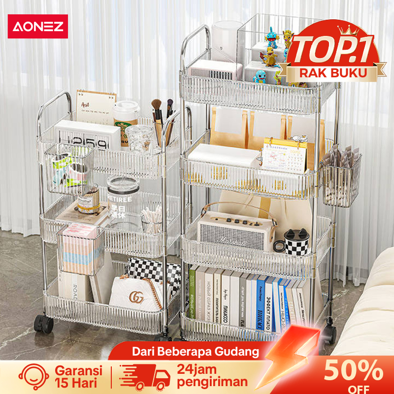 Rak Troli Stainless Steel 4 Tingkat untuk Kosmetik