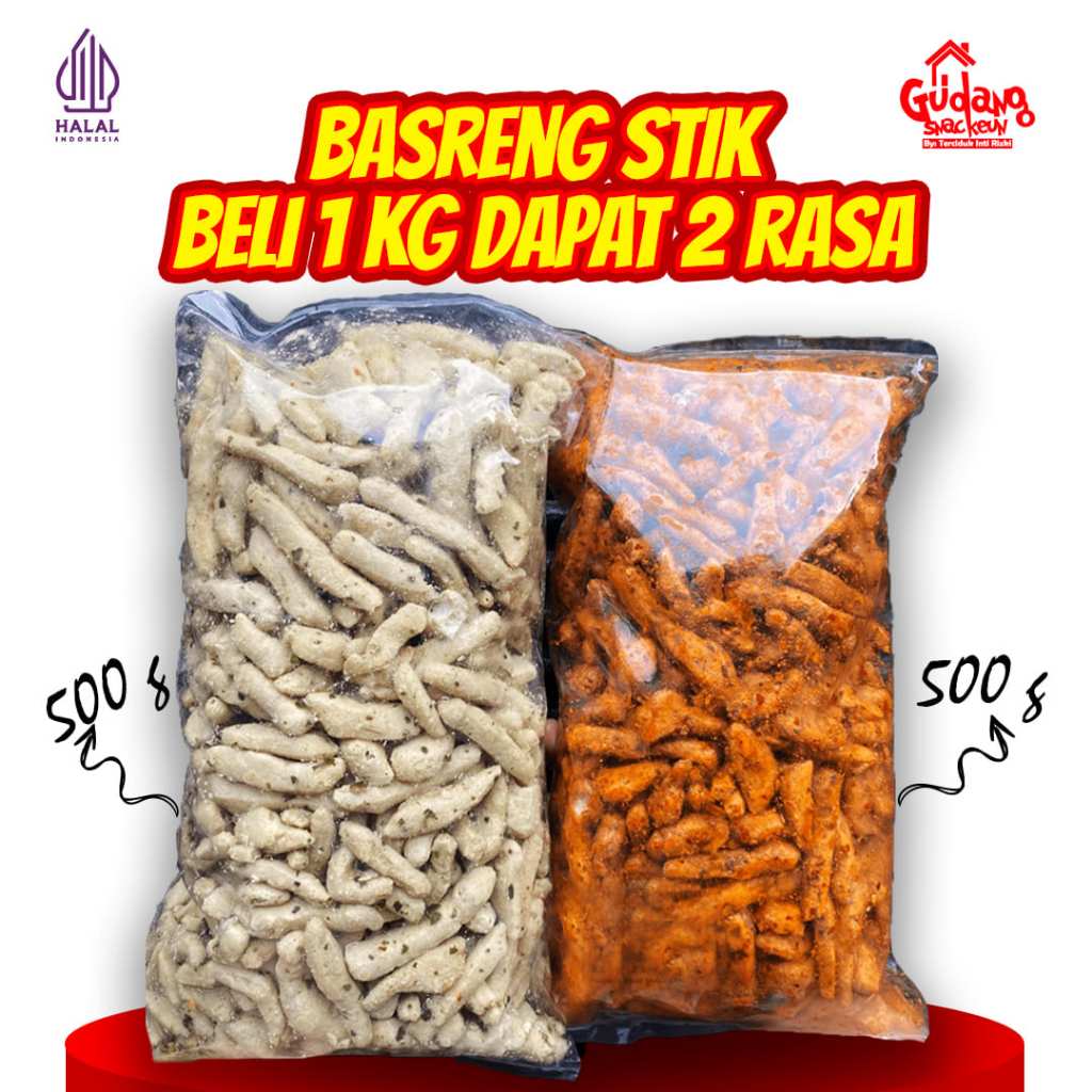 

Basreng Stik 1kg Dapat 2 (Original 500g dan Pedas 500g) - Gudang Snackeun by Terciduk Inti Rizki