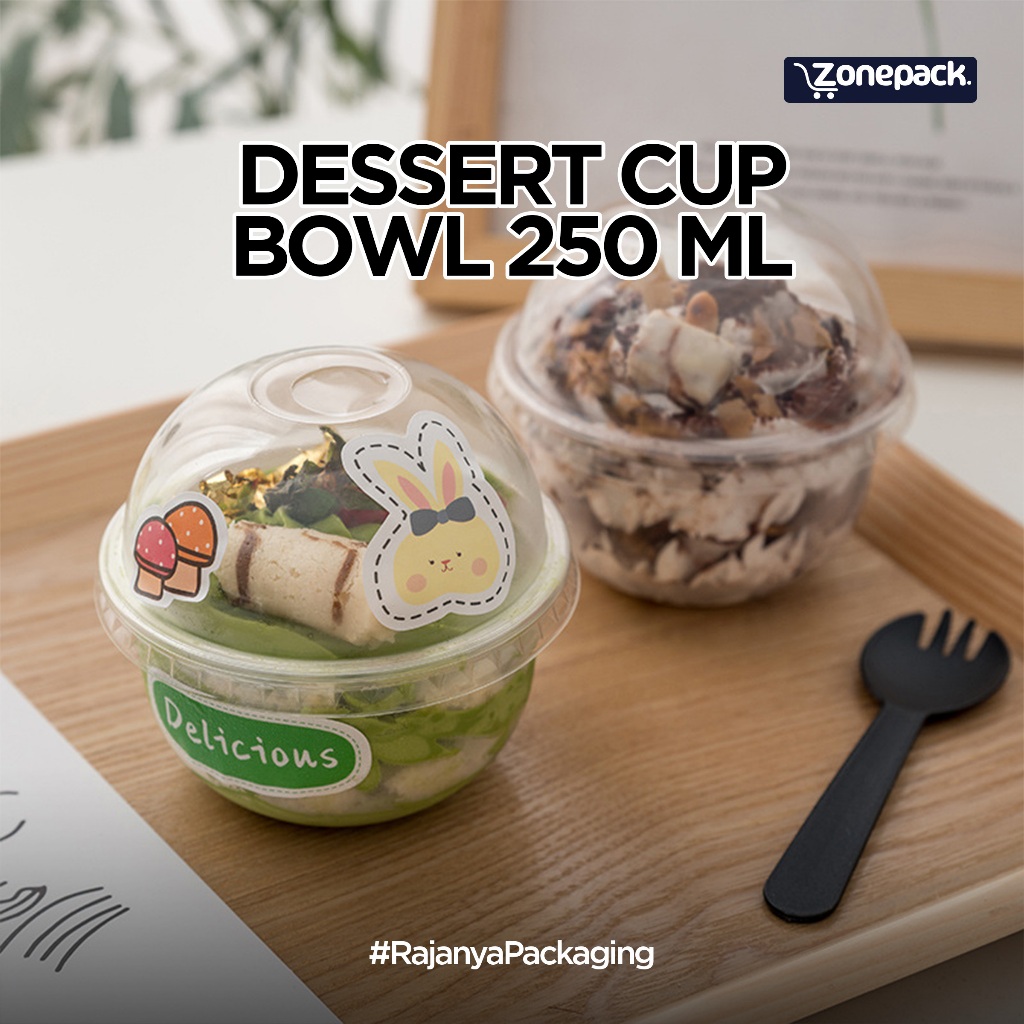 Dessert Cup Bowl 250 Ml + Tutup | Cup Pudding Chesse Cake Ice Cream Yoghurt Puyo Salad | Mika Kue Mi