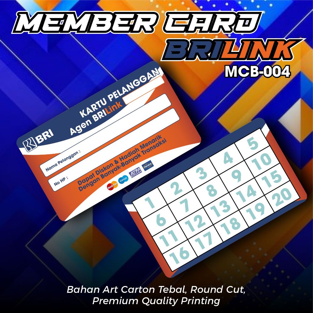 

KARTU PELANGGAN AGEN BRILINK 100 PCS MEMBER CARD CETAK 2 SISI