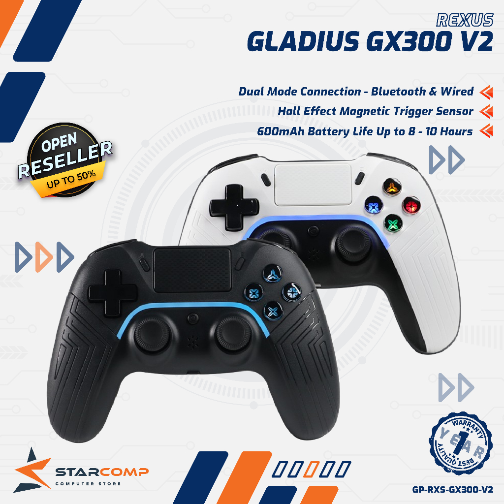 Rexus Gladius GX300 V2 / Rexus GX300 Gamepad Wireless Dual Connection Hall Effect Gaming Joystick
