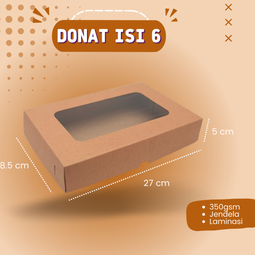 

Dus Kraft 27x18,5x5cm / Dus Donat isi 6 / dus roti / dus kraft / dus barang