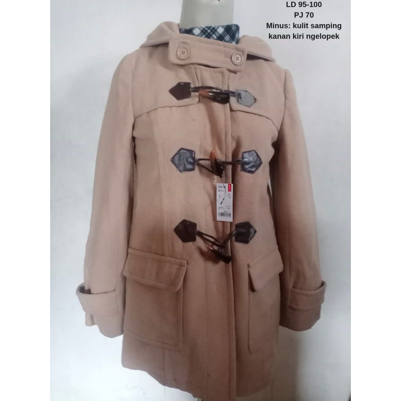 (Ready) Coat Wool Hoodie Tebal Kancing Kimtan Wanita  (BUY 1 BONUS 2)