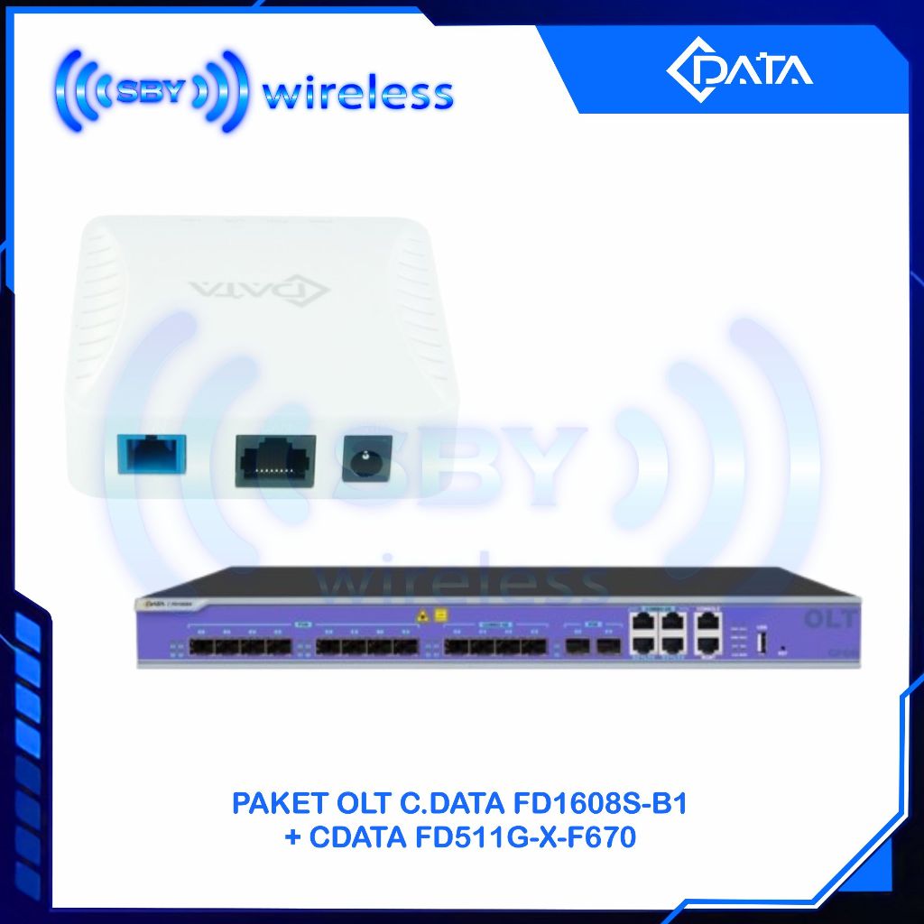 PAKET C-DATA FD1608S OLT GPON (Non SFP) With CDATA FD511G-X-F670 ONT ONU XPON (OLT 8 PON PORT 4COMBO