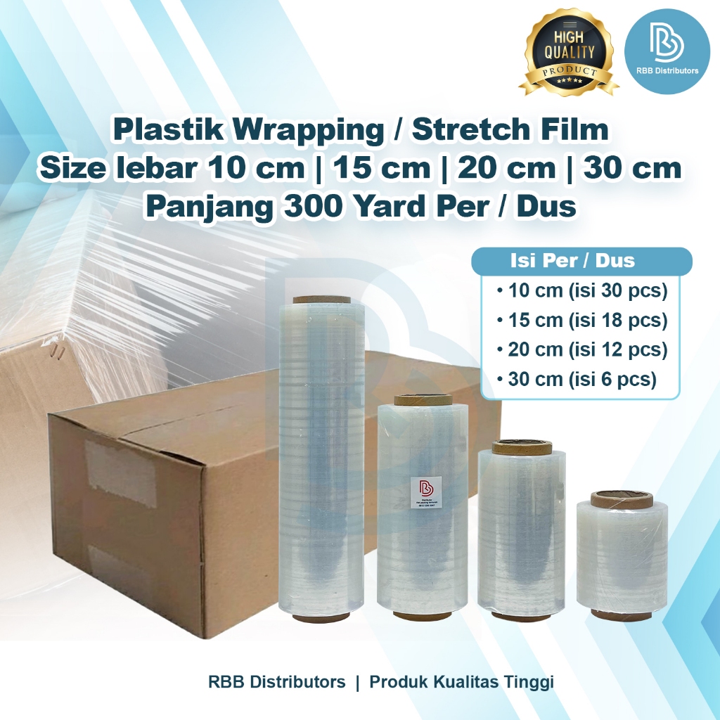 

Plastik Wrapping 1 karton / Wrapping Plastic 1 dus / Wrapping Stretch Film Bening Tebal 300 Yard
