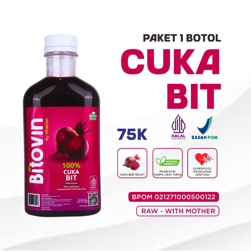 

Bitovin Cuka Buah Bit Asli 300ml Jantung Lebih Sehat