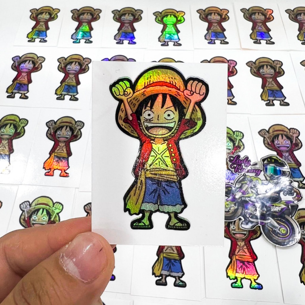 STICKER STIKER ANIME STIKER HOLOGRAM ONE PIECE MODEL KECIL