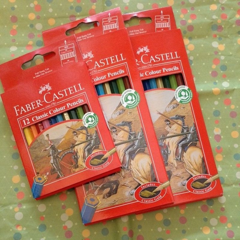 

Pensil warna panjang dan pendek merek Faber Castell