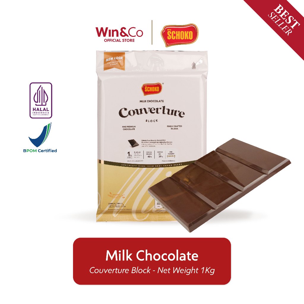 

SCHOKO Milk Chocolate Couverture Block / Cokelat Kovertur - 1kg