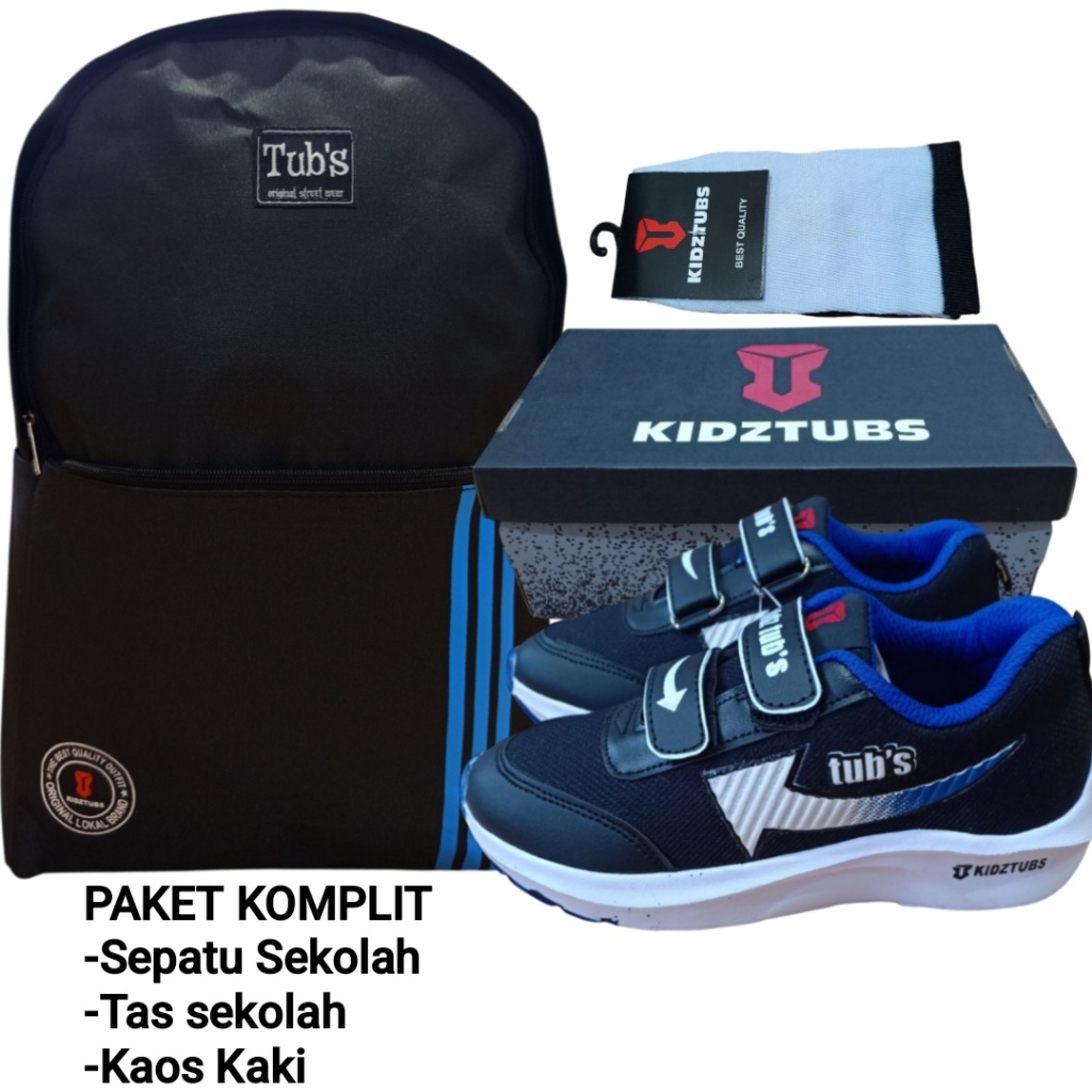 KIDZTUBS Sepatu Sekolah Anak Paket Komplit Sepatu Sekolah + Tas Sekolah + Kaos Kaki TUBS1204060825