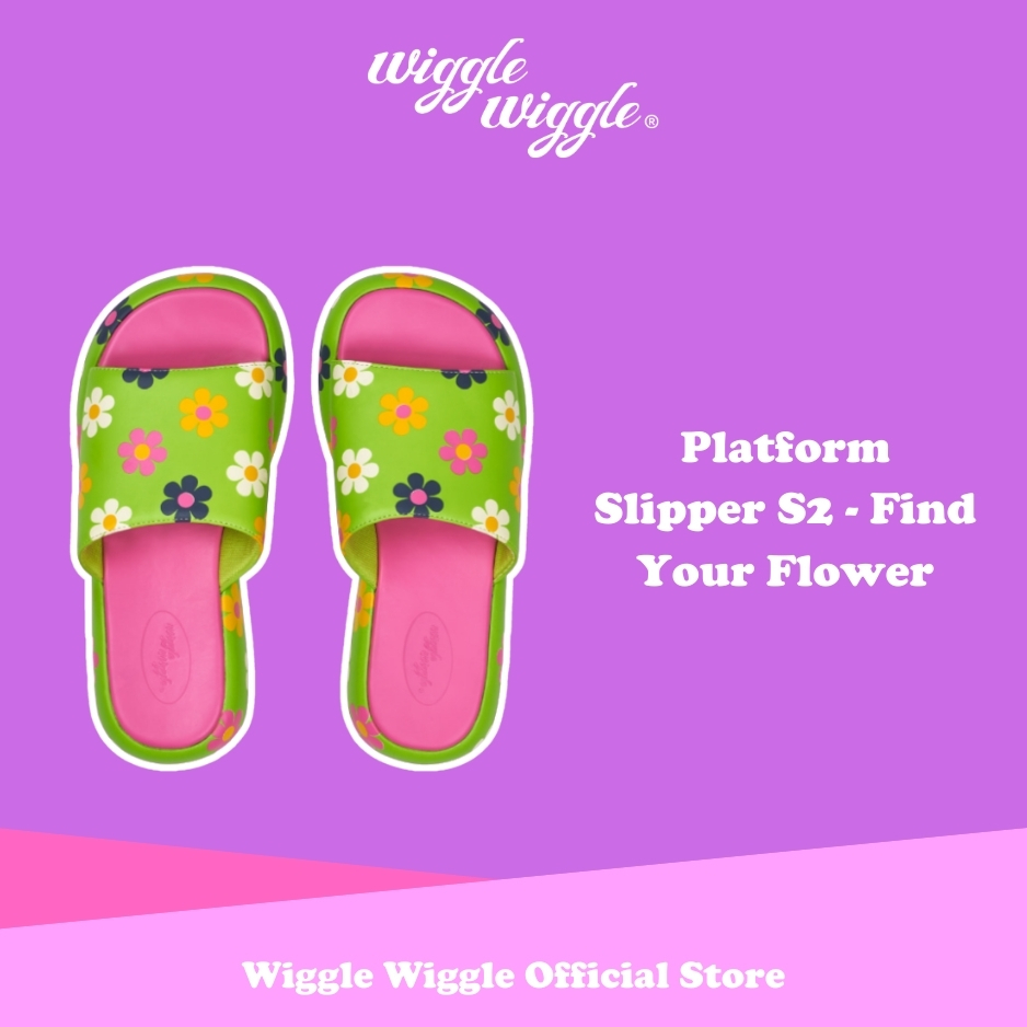 Wiggle Wiggle Platform Slipper S2 Find Your Flower Sendal Sandal Tinggi Wanita Lucu Korea