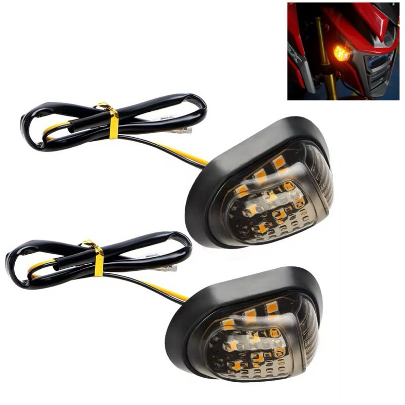 Lampu sein tempel oval lampu sein 12V 9 LED untuk sepeda motor universal