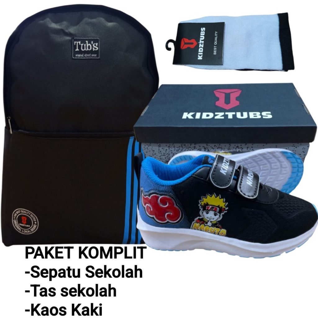 KIDZTUBS Sepatu Sekolah Anak Paket Komplit Sepatu Sekolah + Tas Sekolah + Kaos Kaki TUBS1543032625