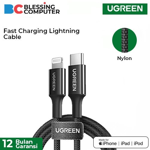 UGREEN 90493 Lightning To USB C Silicon Cable 1m BK