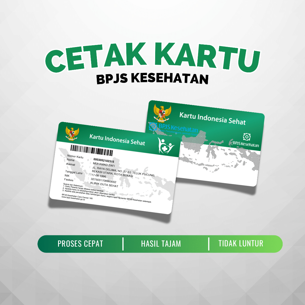

Cetak kartu BPJS kesehatan satuan tanpa minimal order - bahan PVC tebal