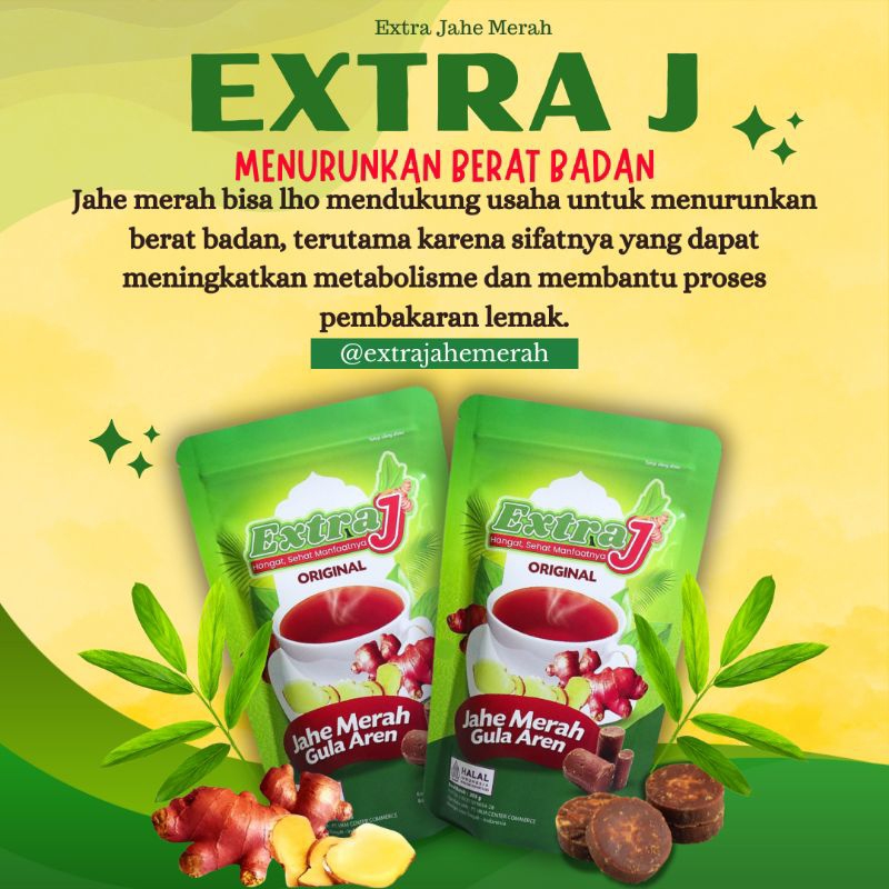 

Extra J | Ekstrak Jahe Merah dan Gula Aren | Menurunkan Berat Badan
