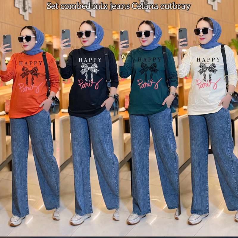 setelan celana jeans wanita setrok wanita set wanita jeans