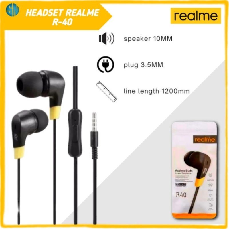 HANDSFREE REALME R40 / Headset REALME BUDS R40/R20/R21 Built-in Magnets