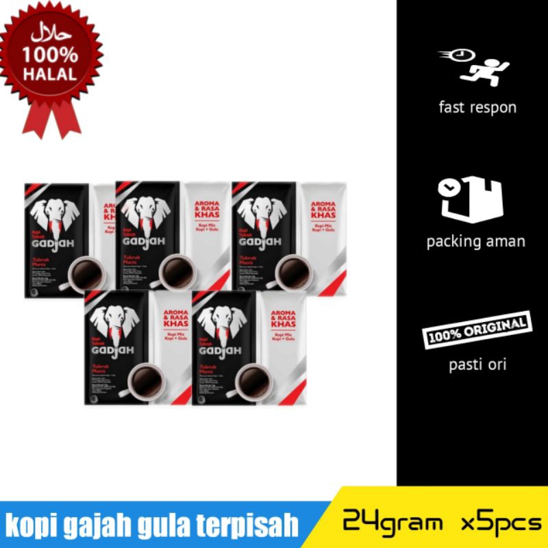 

kopi gajah gula terpisah (5pcs x 24grm)