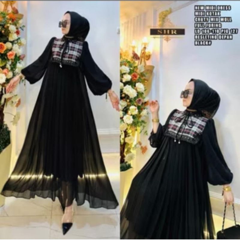 DRESS MIDI KOTAK ORI SHR PREMIUM