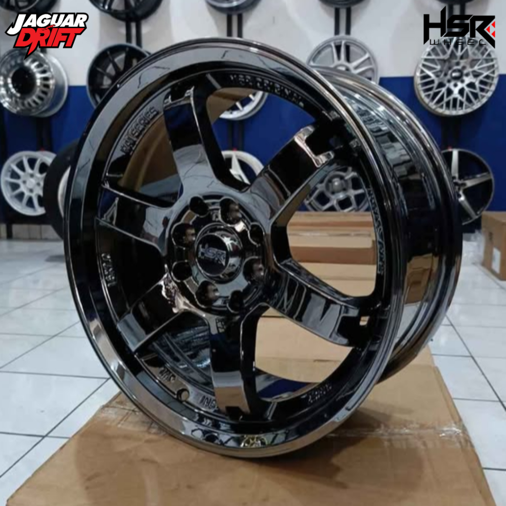 Velg Model Te37 Ring 16 Black Chrome Pelek Hsr Wheel Rai S3 Palang 6 Untuk Mobil Mazda, Alvez, Rocky