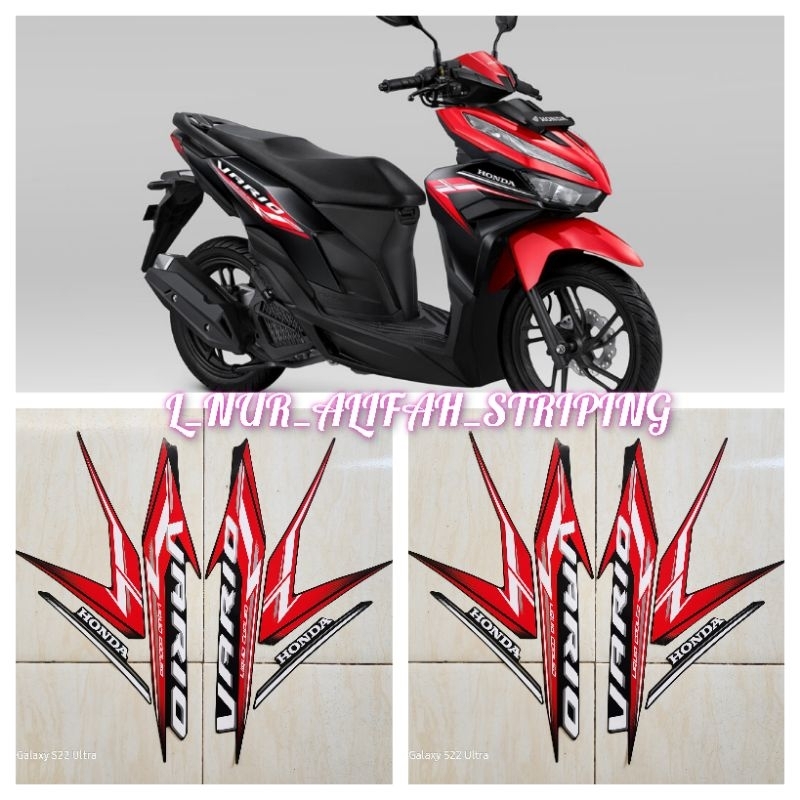 STIKER STRIPING LIS LES BODY MOTOR HONDA NEW VARIO 125 2024 WARNA HIITAM MERAH