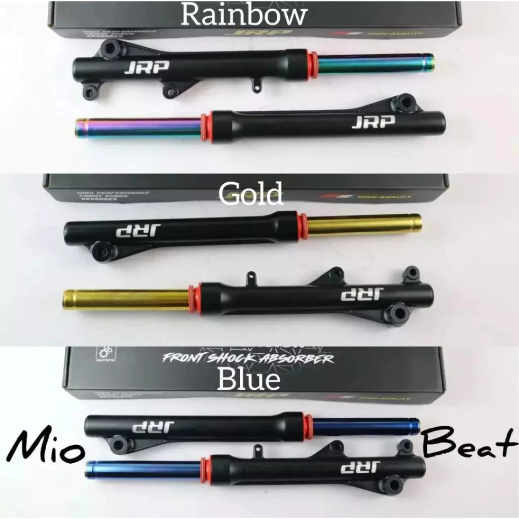 SHOCK DEPAN + TABUNG JRP UNTUK MIO J/ MIO SPORTY / BEAT / VARIO / SCOOPY / SHOCK AS RAINBOW GOLD BLU