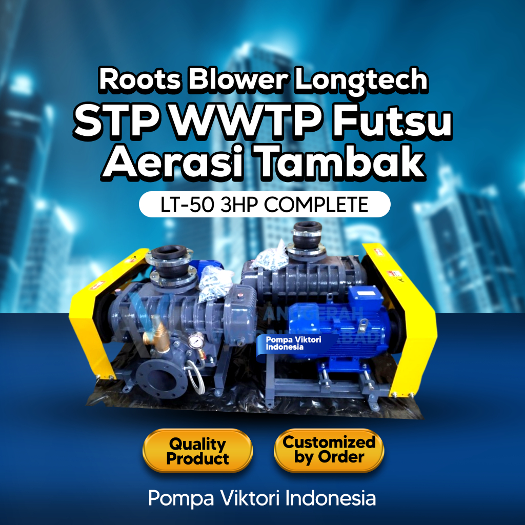 Root Blower Longtech LT-50 3HP Complete STP WWTP Futsu Aerasi Tambak